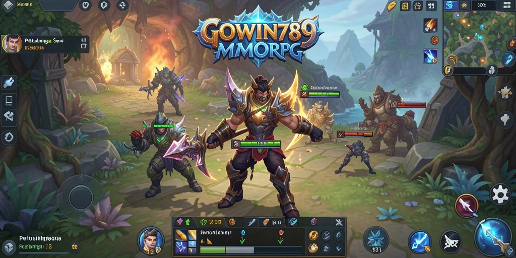 Screenshot gameplay GOWIN789 menampilkan pertarungan seru dalam dunia MMORPG.