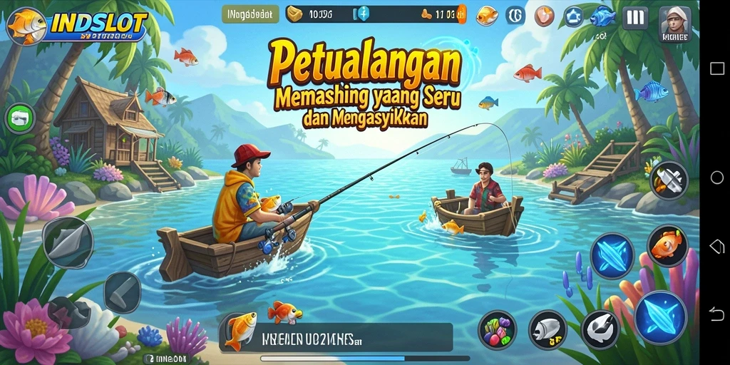Screenshot gameplay <strong>INDSLOT</strong> menampilkan aksi memancing yang mendebarkan.