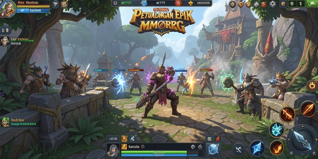 Screenshot gameplay MT777 yang menampilkan pertempuran seru di dunia MMORPG.
