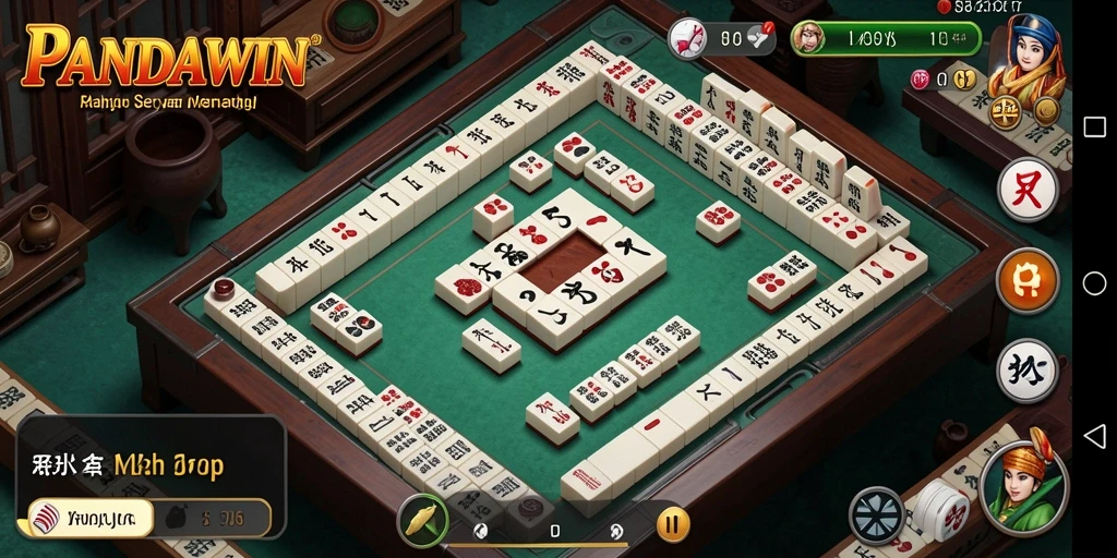 Tampilan gameplay seru dari PANDAWIN dengan desain Mahjong yang menarik.