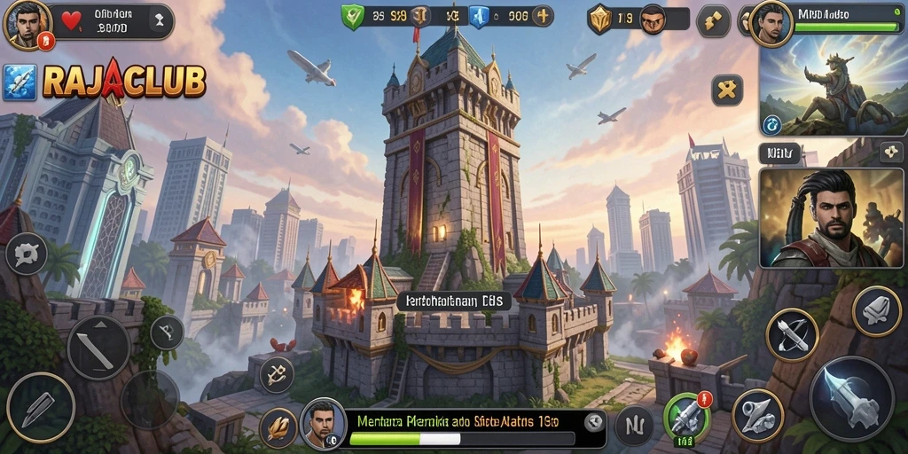 Screenshot gameplay Tower Defense RAJACLUB yang penuh strategi dan aksi.