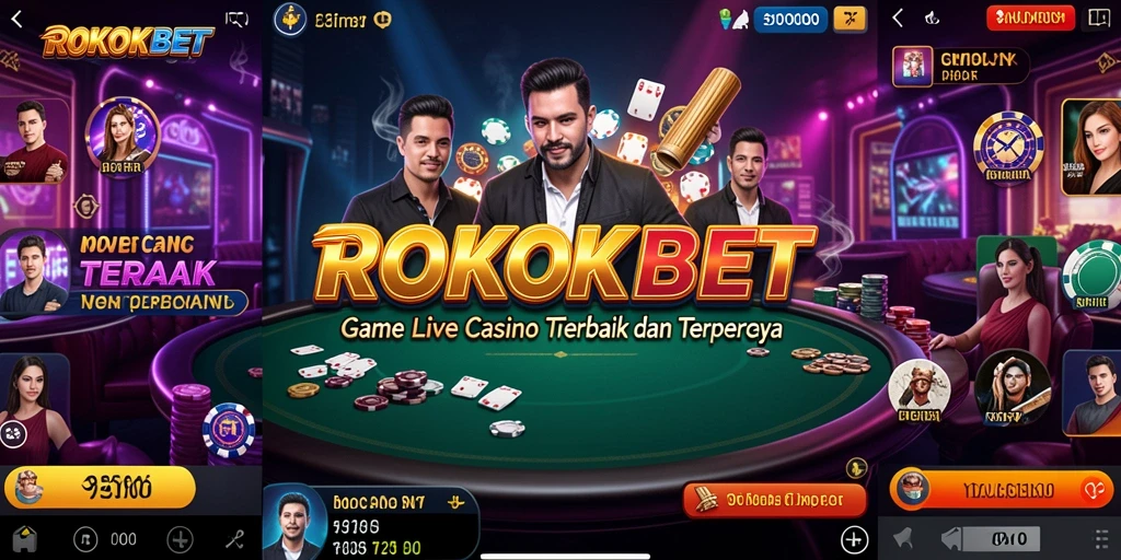 Tampilan utama gameplay ROKOKBET yang penuh aksi di meja Live Casino.