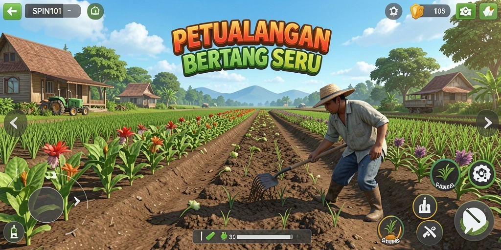 Gameplay menarik dari SPIN101 dengan pertanian virtual yang penuh warna.