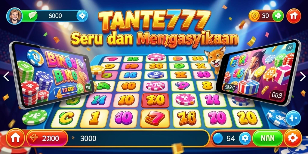 Screenshot TANTE777 menampilkan gameplay Bingo yang menarik dan penuh warna.