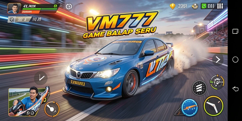 Gameplay seru dan mendebarkan dari VM777 di trek balap.