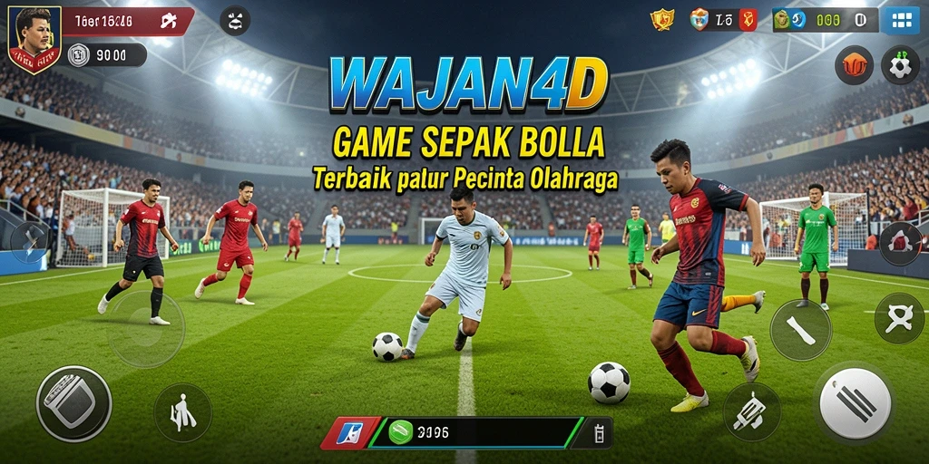 Tampilan gameplay mendebarkan dalam permainan sepak bola.