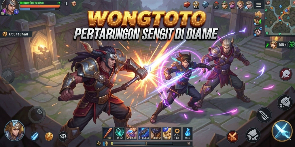 Tangkapan layar gameplay seru WONGTOTO di arena pertarungan.